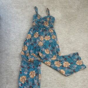 Cute Floral Green Jumpsuit